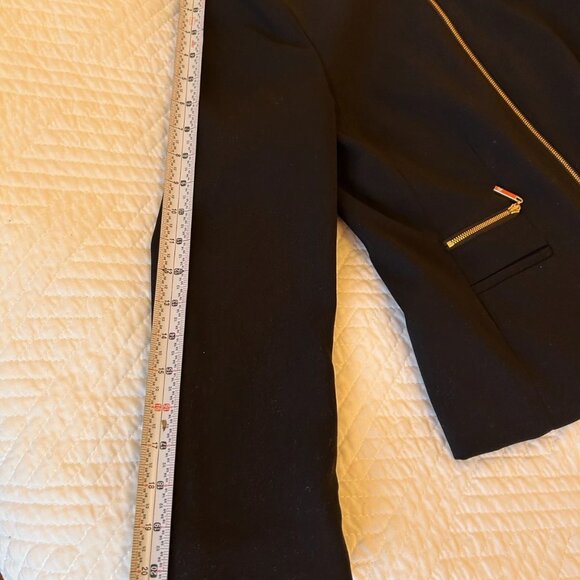 Ivanka Trump Black Suit Set: Zip-Front Jacket (8) Slim Pants (6) - Gold Detail - Picture 9 of 9